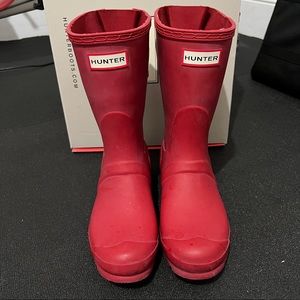 Hunter Original Short Back Adjustable Rain Boot Military Red Size 7